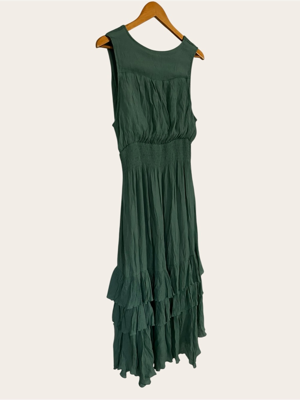 eesome Teal Green V‑Neck High‑Low Ruffle Maxi Dress - Picture 12 of 14